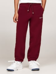 Tommy Hilfiger Burgundy Red Unisex Polar Fleece Joggers - Image 1 of 5