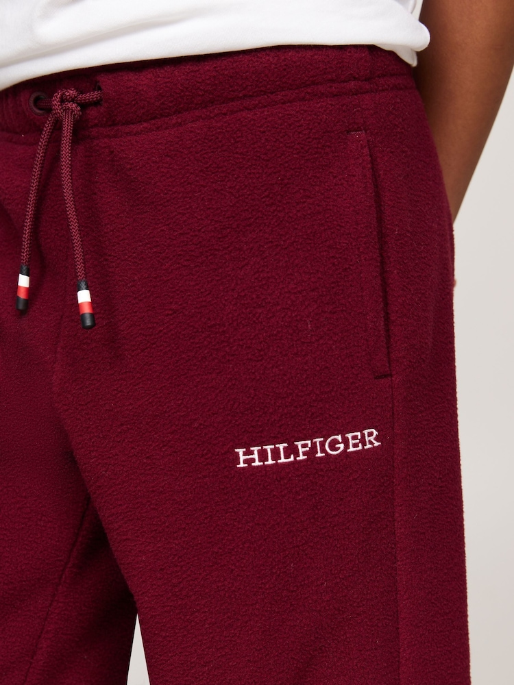 Tommy Hilfiger Burgundy Red Unisex Polar Fleece Joggers - Image 3 of 5