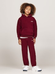 Tommy Hilfiger Burgundy Red Unisex Polar Fleece Joggers - Image 4 of 5