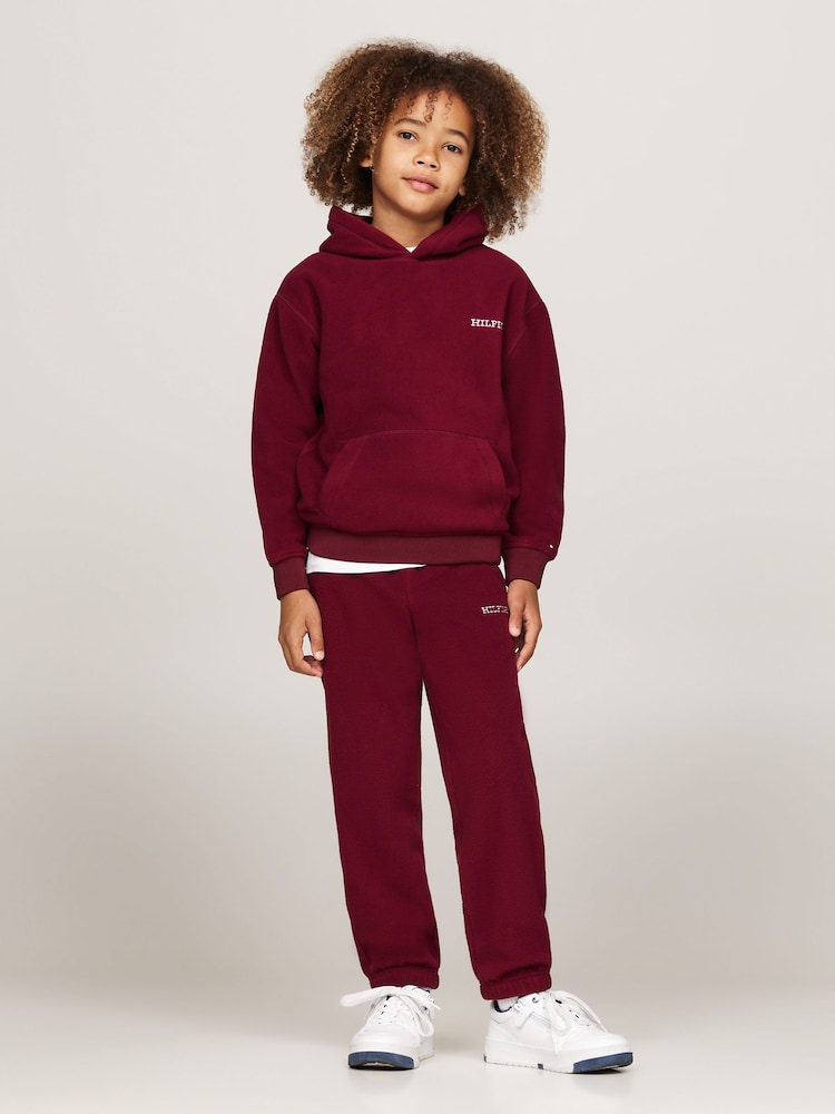 Tommy Hilfiger Burgundy Red Unisex Polar Fleece Joggers - Image 4 of 5