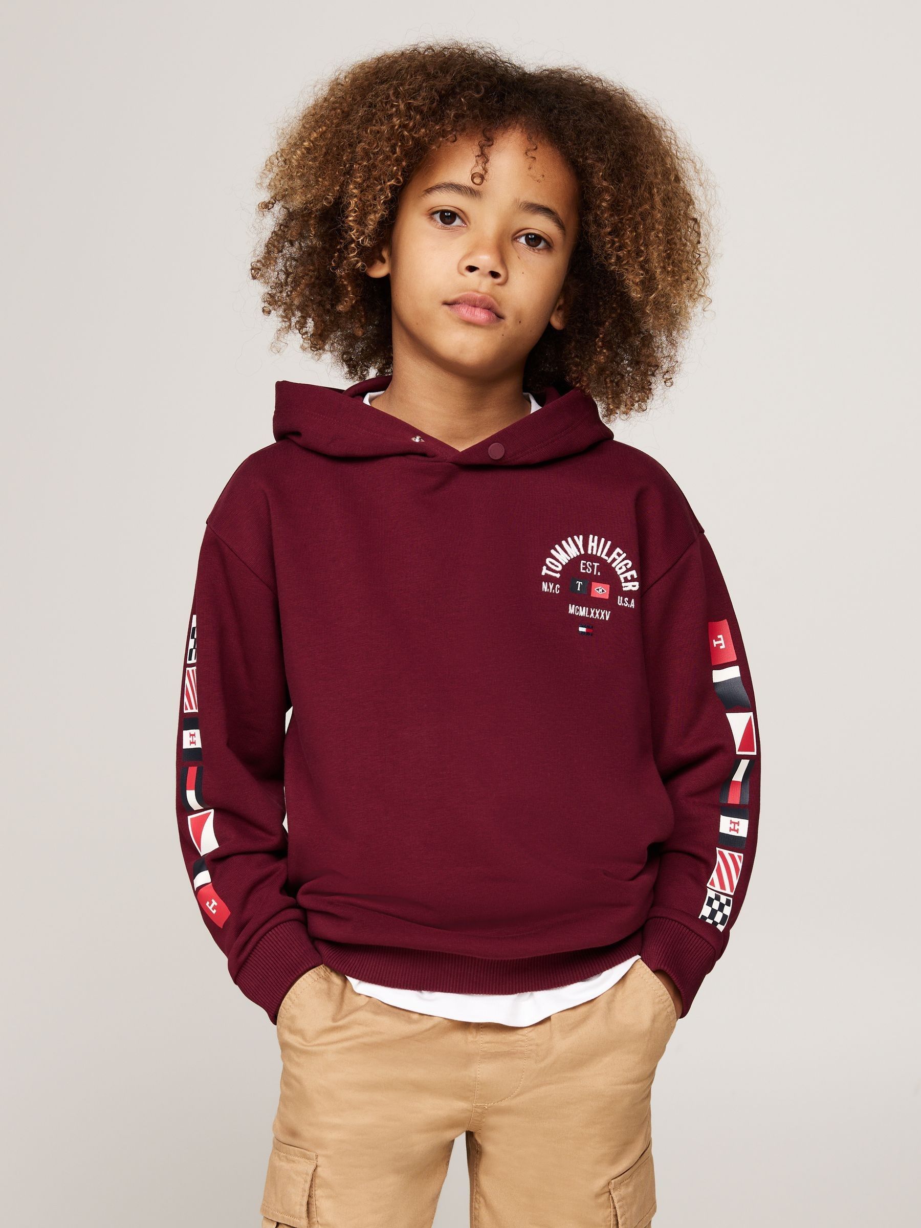 Tommy hilfiger red flag hoodie cheap