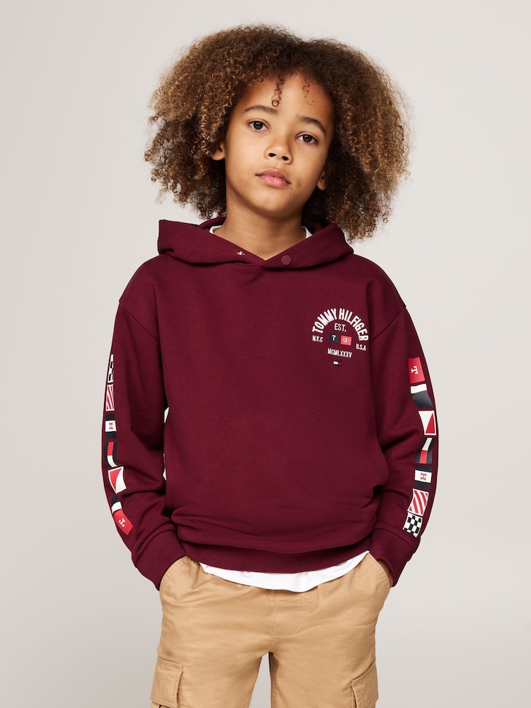 Tommy Hilfiger Red Flags Embroidered Hoodie - Image 1 of 5