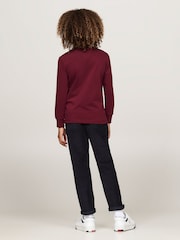 Tommy Hilfiger Burgundy Red Regular Fit Flags Embroidered Long Sleeved T-Shirt - Image 2 of 5