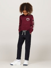 Tommy Hilfiger Burgundy Red Regular Fit Flags Embroidered Long Sleeved T-Shirt - Image 4 of 5