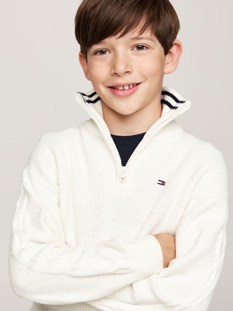 Panna - Tommy Hilfiger Dolcevita con Zip A Quarto Felpa - Image 3 of 5