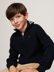 Tommy Hilfiger Blue Quarter Zip Turtleneck Sweater - Image 4 of 5