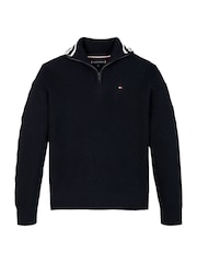 Tommy Hilfiger Blue Quarter Zip Turtleneck Sweater - Image 5 of 5