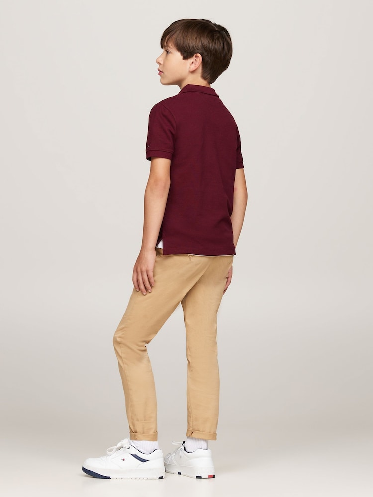 Rouge bordeaux - Tommy Hilfiger Coupe classique Monotype Manches courtes  100% Cotton Polos - Image 3 of 5