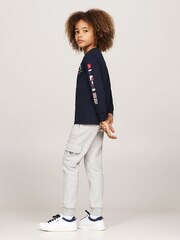 Tommy Hilfiger Blue Regular Fit Flags Embroidered Long Sleeved T-Shirt - Image 2 of 5