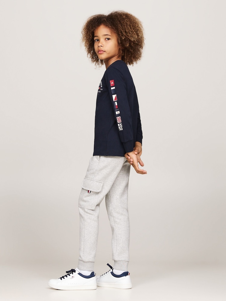 Tommy Hilfiger Blue Regular Fit Flags Embroidered Long Sleeved T-Shirt - Image 2 of 5
