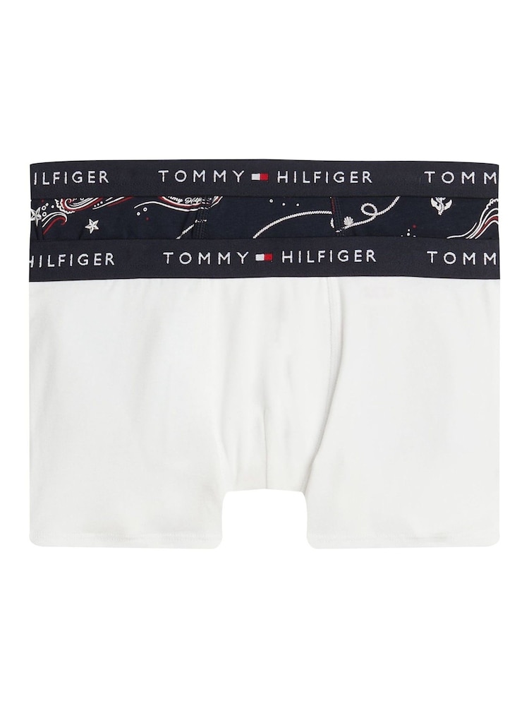 Tommy Hilfiger Signature Essential Print White Trunks 2 Pack - Image 1 of 2