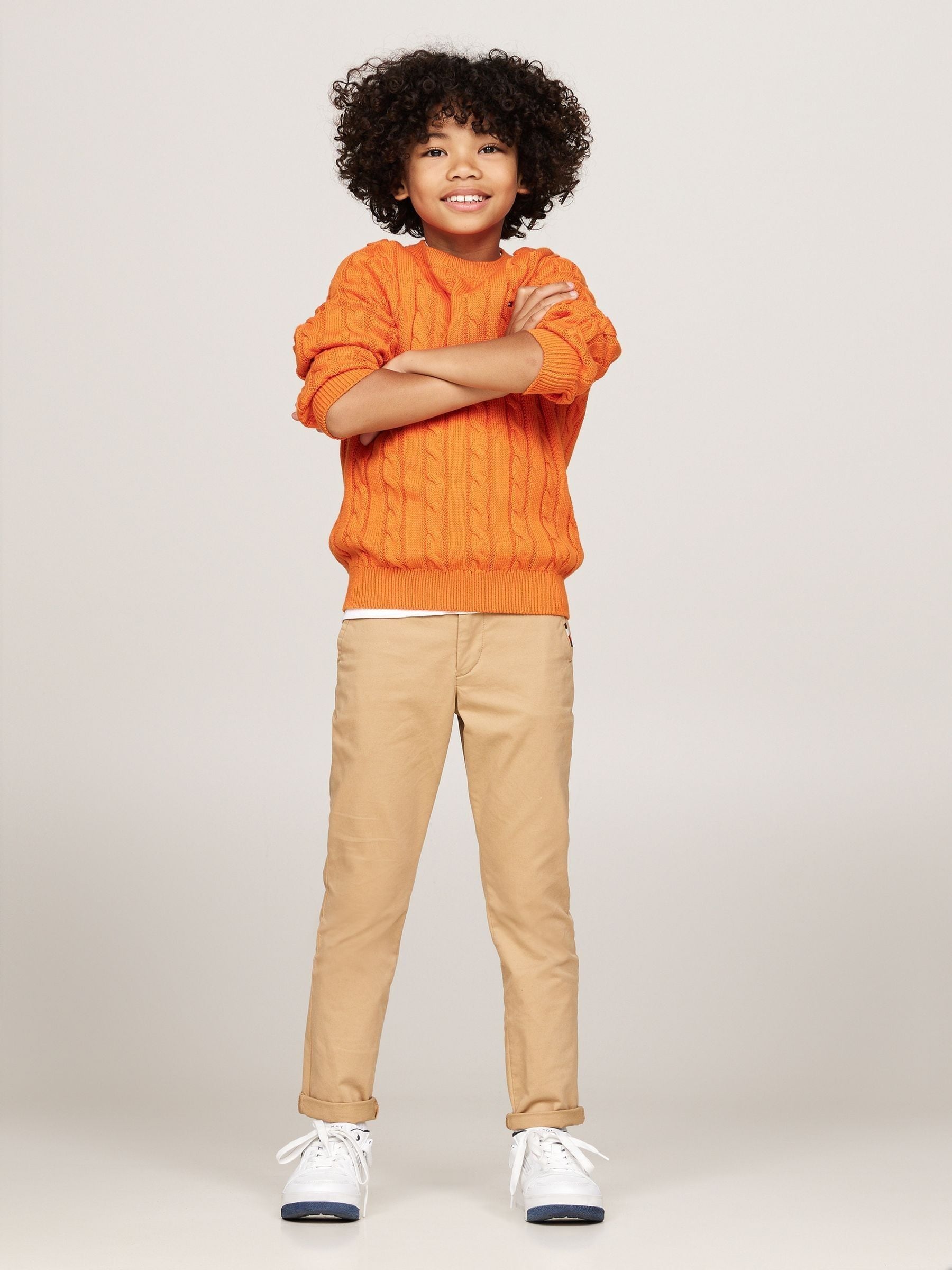 Buy Tommy Hilfiger Orange Regular Fitessential Cable 100 Cotton Sweater from Next USA
