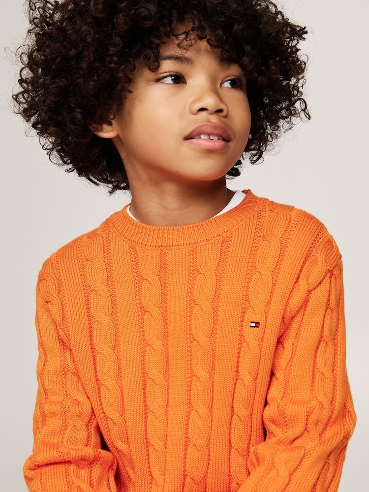 Tommy Hilfiger Orange Regular Fitessential Cable Jumper - Image 3 of 4