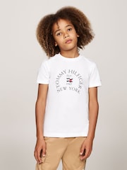 Tommy Hilfiger White Regular Fit Nautical Arch Printed Short Sleeved 100% Cotton T-Shirt - Image 1 of 5