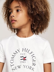 Tommy Hilfiger White Regular Fit Nautical Arch Printed Short Sleeved 100% Cotton T-Shirt - Image 4 of 5