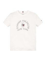 Tommy Hilfiger White Regular Fit Nautical Arch Printed Short Sleeved 100% Cotton T-Shirt - Image 5 of 5
