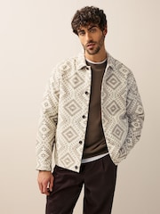 Neutral Print Tapestry Shacket - Image 4 of 9