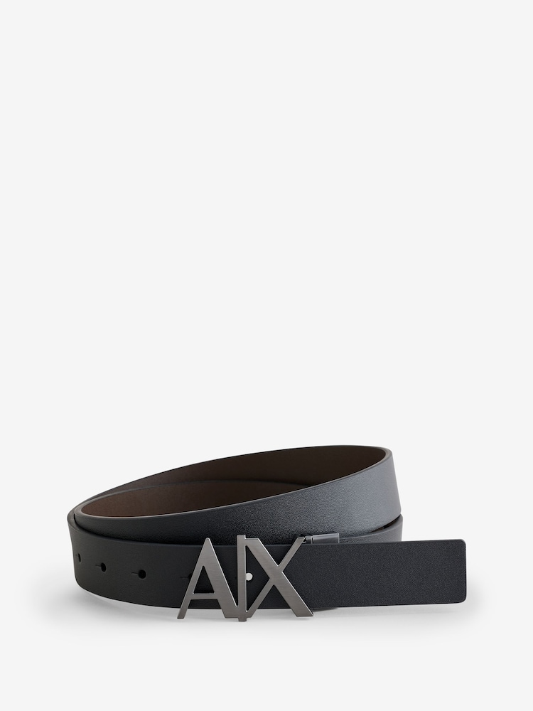 Armani Exchange Reverisble Logo Buckle Black Belt - Image 1 of 2