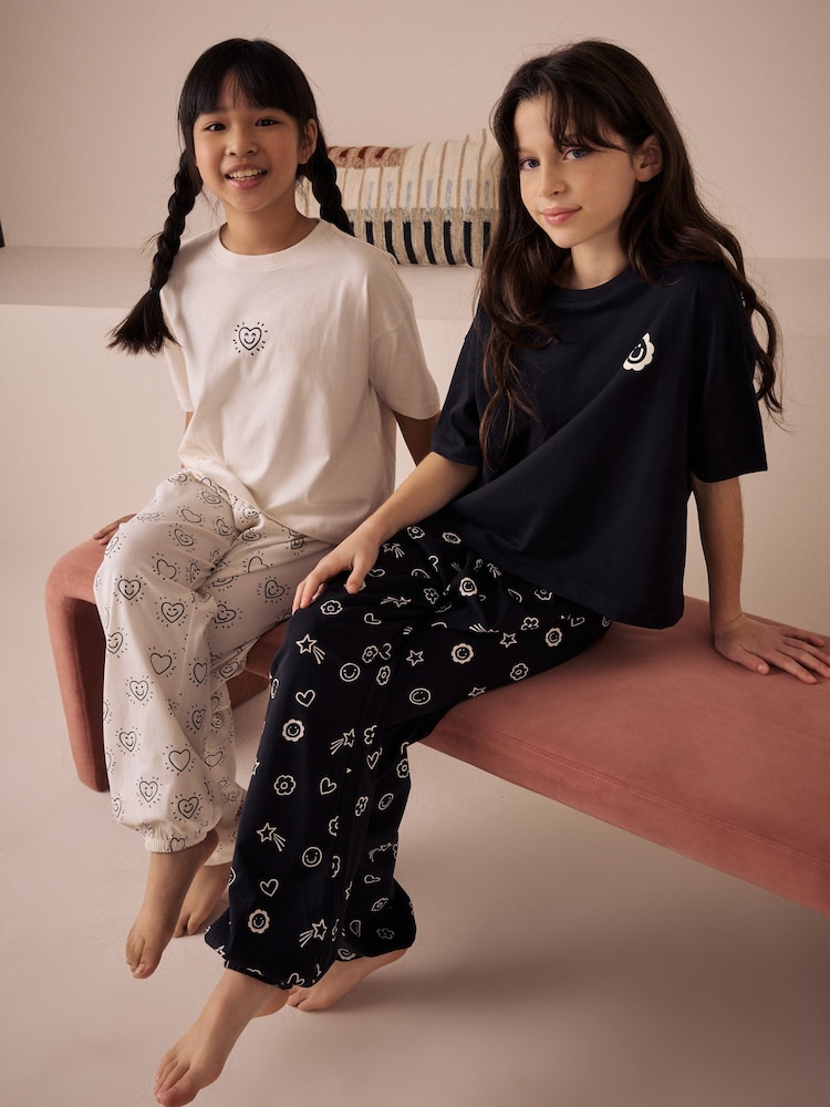 Black/Ecru Joggers Pyjamas 2 Pack (3-16yrs) - Image 1 of 4