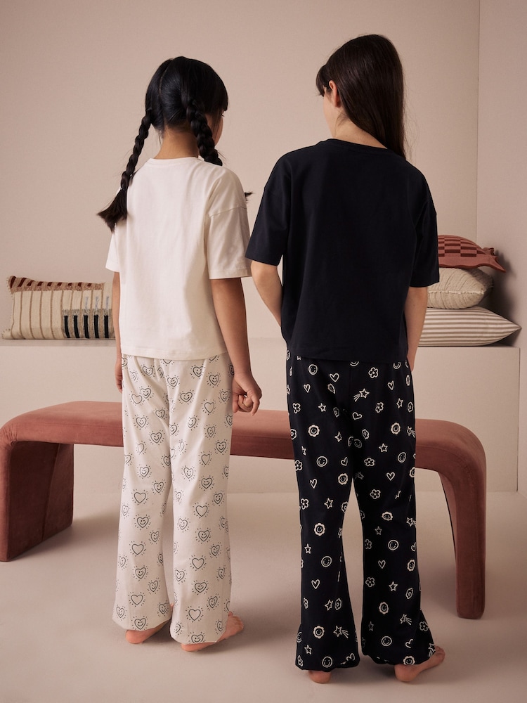 Black/Ecru Joggers Pyjamas 2 Pack (3-16yrs) - Image 2 of 4