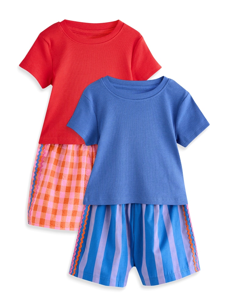 Bleu/Orange - Lot 2 pyjamas courts à bas tissé (3-16ans) - Image 4 of 9