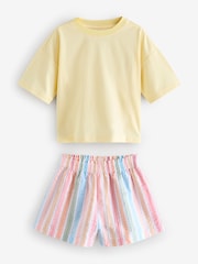 Pink/Yellow 100% Cotton Short Pyjamas 3 Pack (3-16yrs) - Image 2 of 6