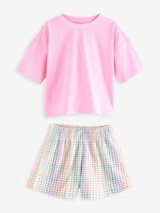 Pink/Yellow 100% Cotton Short Pyjamas 3 Pack (3-16yrs) - Image 4 of 6