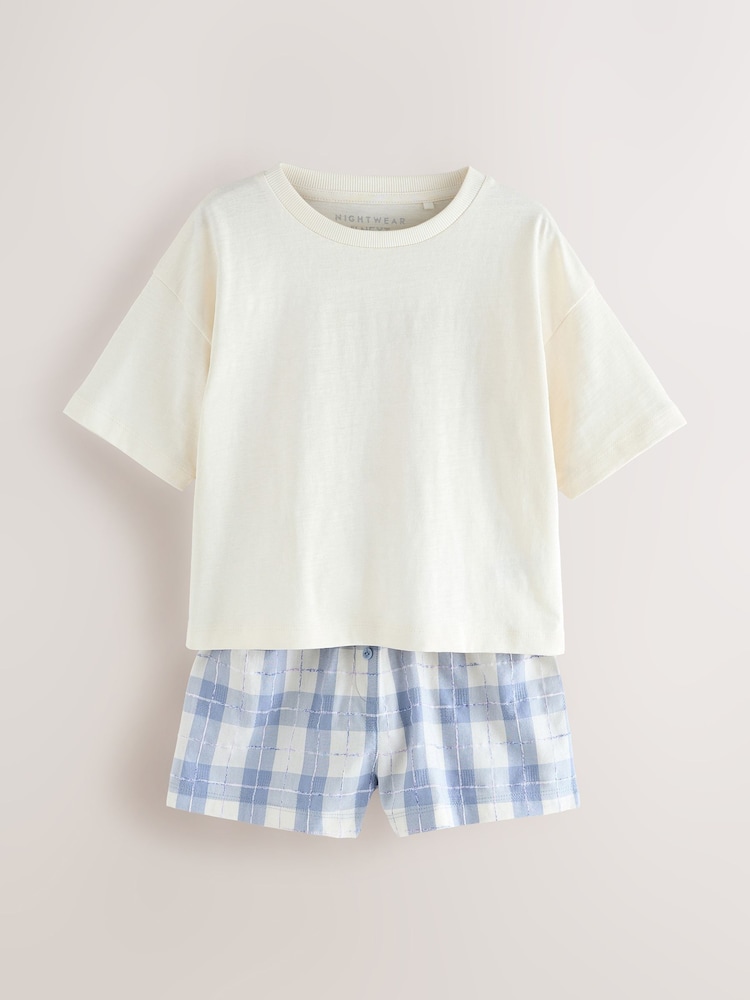 Pink/Blue Woven Bottom Short Pyjamas 2 Pack (3-16yrs) - Image 3 of 6