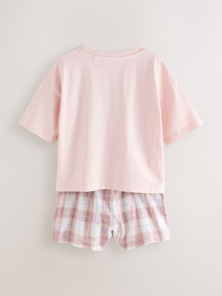 Pink/Blue Woven Bottom Short Pyjamas 2 Pack (3-16yrs) - Image 4 of 6