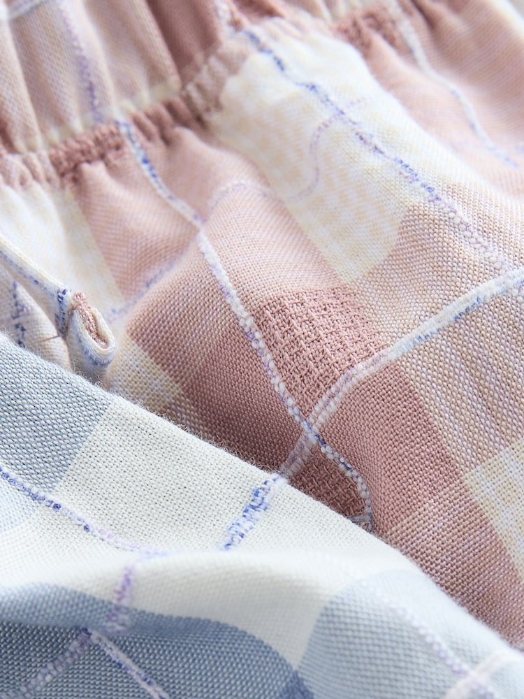 Pink/Blue Woven Bottom Short Pyjamas 2 Pack (3-16yrs) - Image 5 of 6