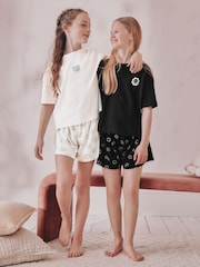 Black/Ecru Short Pyjamas 2 Pack (3-16yrs) - Image 1 of 11