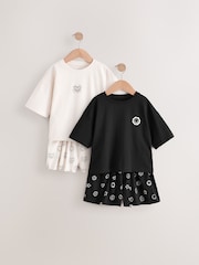 Black/Ecru Short Pyjamas 2 Pack (3-16yrs) - Image 6 of 11
