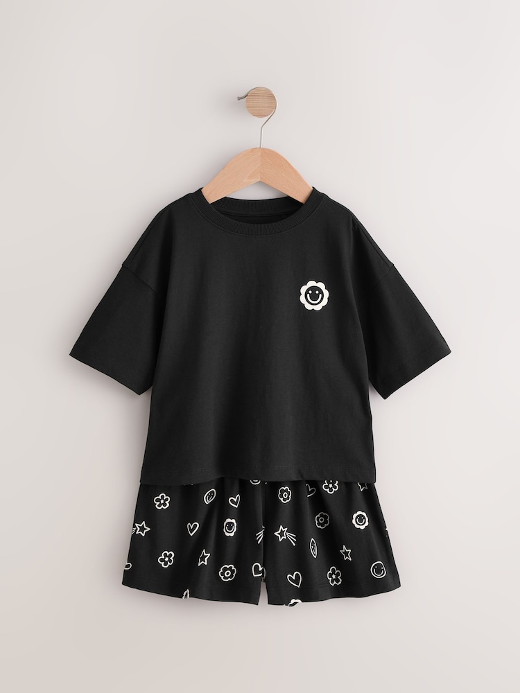 Black/Ecru Short Pyjamas 2 Pack (3-16yrs) - Image 9 of 11