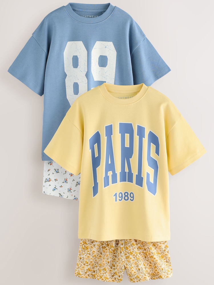 Blue/Yellow Short Pyjamas 2 Pack (3-16yrs) - Image 5 of 10