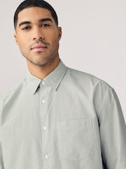 Green Stripe Long Sleeve Oxford 100% Cotton Shirt - Image 3 of 7