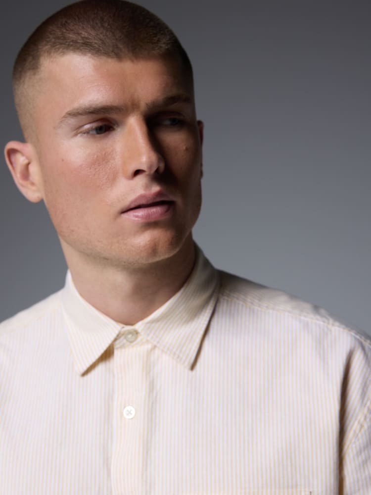 Yellow Stripe Long Sleeve Oxford 100% Cotton Shirt - Image 1 of 7