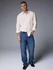 Yellow Stripe Long Sleeve Oxford 100% Cotton Shirt - Image 4 of 7
