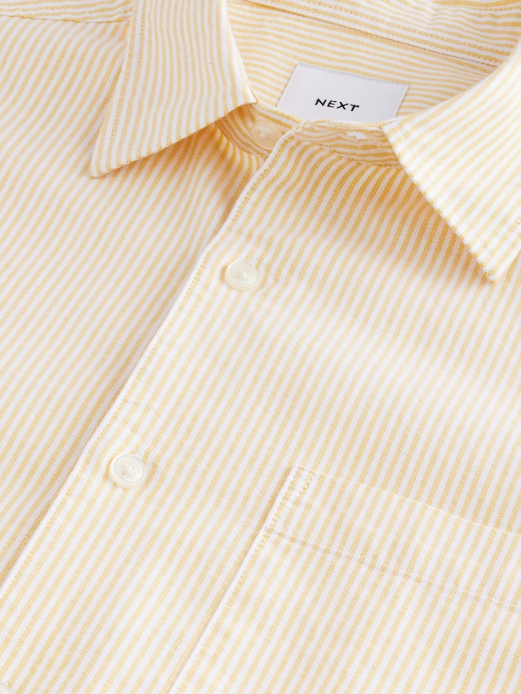 Yellow Stripe Long Sleeve Oxford 100% Cotton Shirt - Image 6 of 7