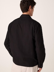 Black Textured Waffle Long Sleeve 100% Cotton Shirt - Image 2 of 8
