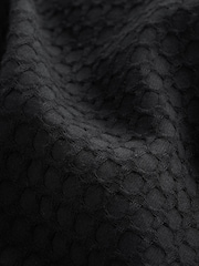 Black Textured Waffle Long Sleeve 100% Cotton Shirt - Image 8 of 8