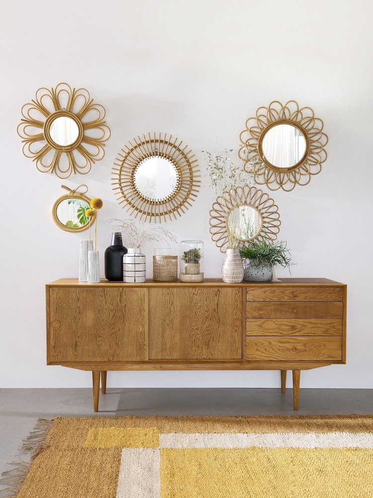 La Redoute Intérieurs Light Natural Wood Quilda Vintage 2 Door 4 Drawer Sideboard - Image 1 of 5