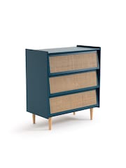 La Redoute Intérieurs Peacock Blue Taga Cane Detail Chest of 3 Drawers - Image 3 of 5