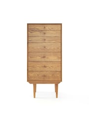 La Redoute Intérieurs Light Oak Quilda Vintage 7 Drawer Tallboy - Image 1 of 4