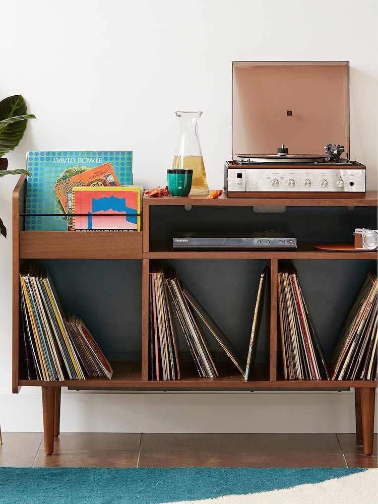 La Redoute Intérieurs Walnut Ronda Walnut Veneer Vintage Vinyl Storage - Image 1 of 5