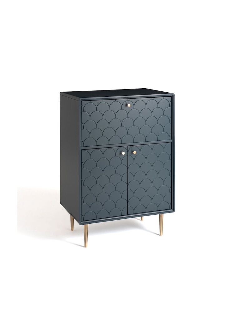 La Redoute Intérieurs Prussian Blue Luxore Pine Bar Cabinet - Image 2 of 5
