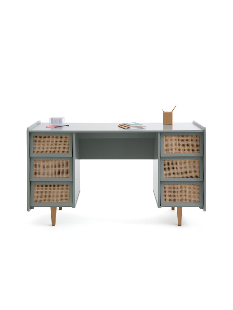La Redoute Intérieurs Light Khaki Green Taga Double Unit 6 Drawer Desk - Image 1 of 6