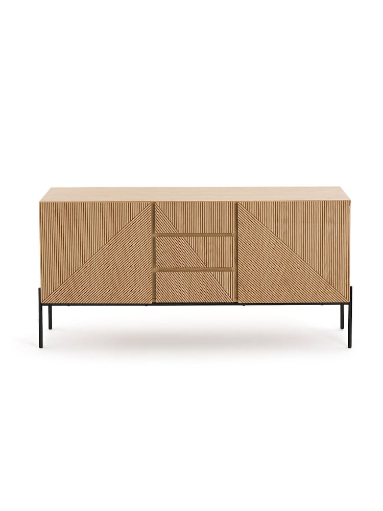La Redoute Intérieurs Oak Lodge 2 Door 3 Drawer Sideboard - Image 2 of 8