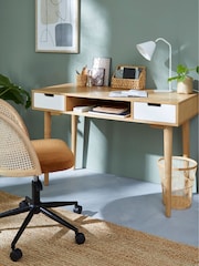 La Redoute Intérieurs White Wood Jimi Vintage Style Desk - Image 1 of 5