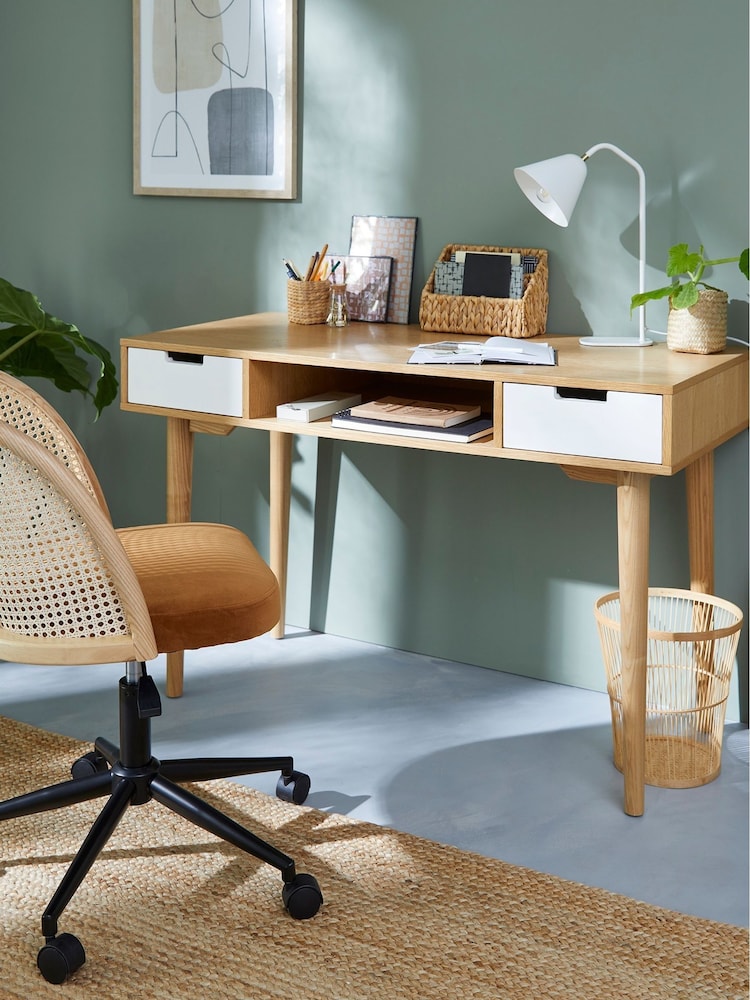La Redoute Intérieurs White Wood Jimi Vintage Style Desk - Image 1 of 5