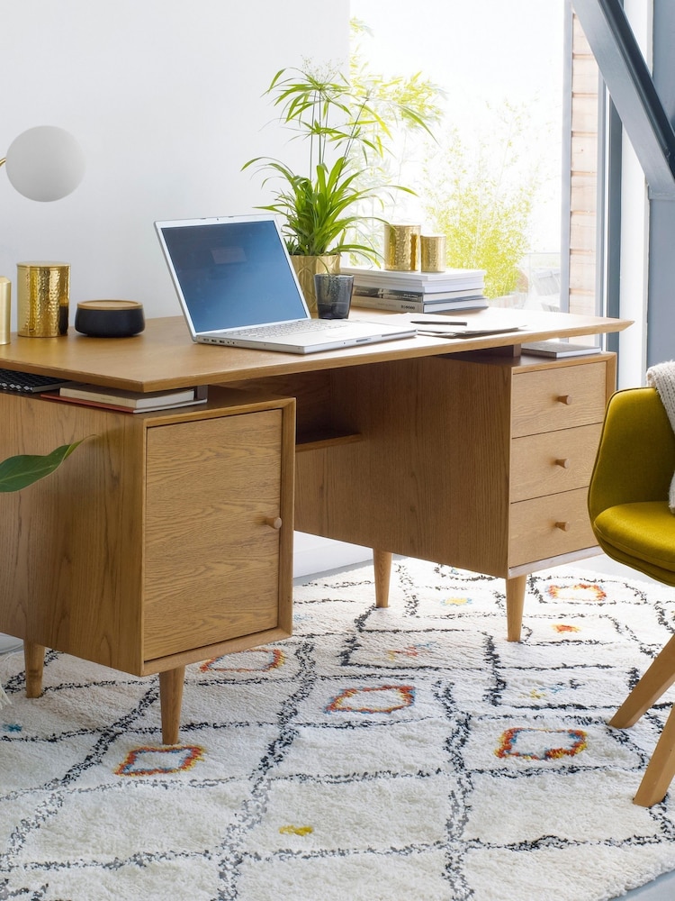 La Redoute Intérieurs Oak Quilda Vintage Large Desk - Image 1 of 5